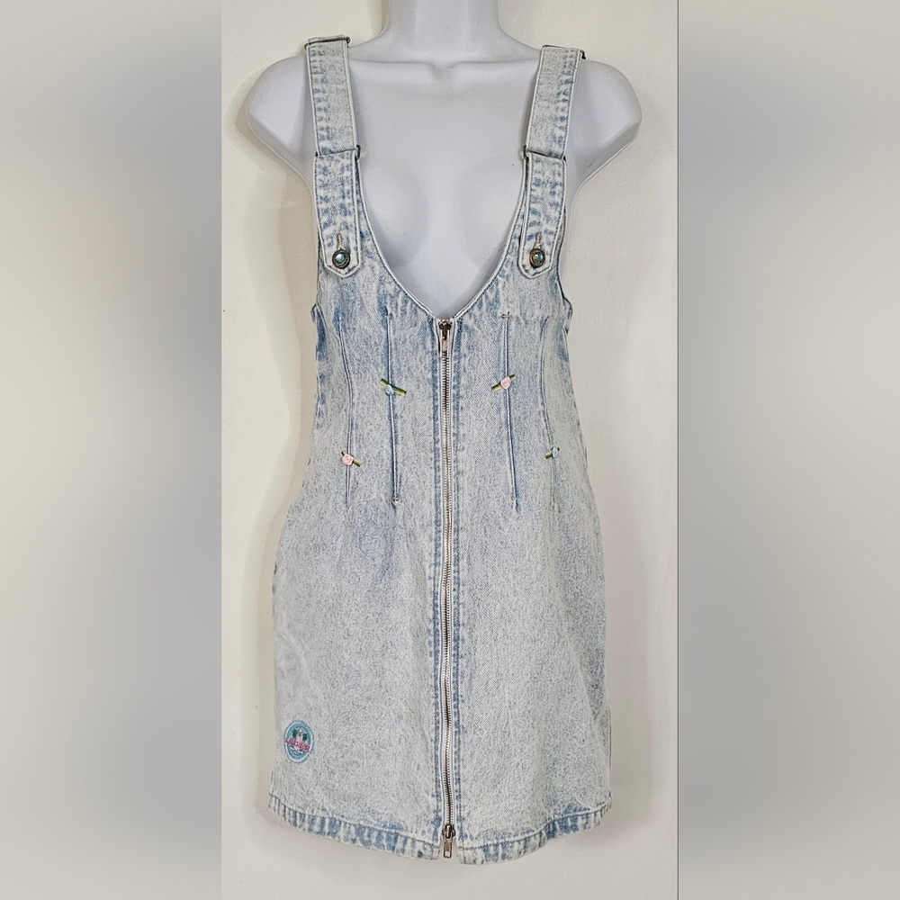 Vintage 90s L.A. Gear Light Blue Denim Midi Dress Size S